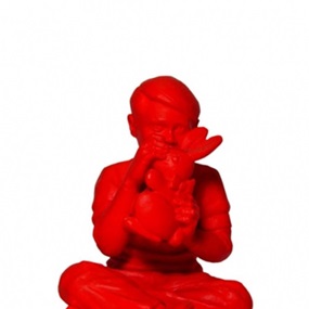 Bunny Boy Sculpture (Red) by Faile