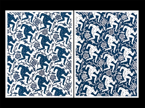 Pattern Of Corruption (Blue / White Set) by Shepard Fairey | Cleon Peterson