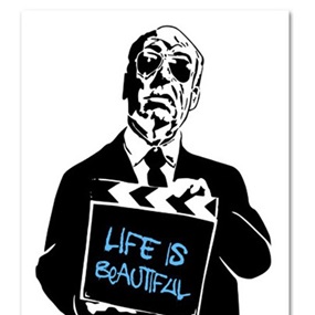Alfred Hitchcock (Life Is Beautiful) (Blue) by Mr Brainwash