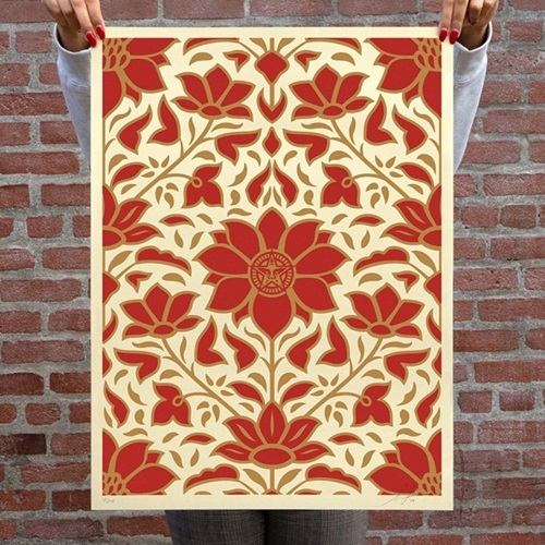 Obey Deco Floral Pattern (Red) by Shepard Fairey