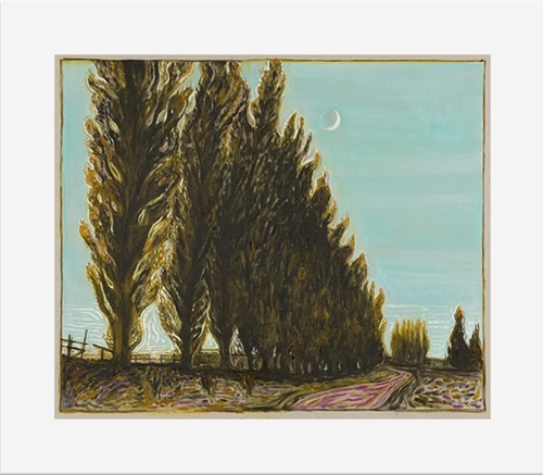 Moon And Poplar Trees  by Billy Childish