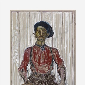 Self-Portrait In Beret And Blue Scarf by Billy Childish