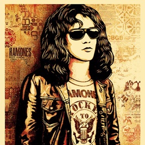 Tommy Ramone Collage (Red) by Shepard Fairey