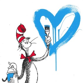 The Cat And The Heart (Blue) by Mr Brainwash