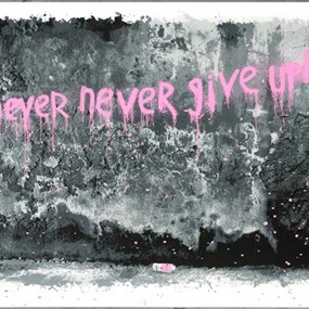 Never Never Never Give Up (Pink) by Mr Brainwash