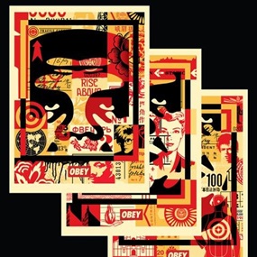 Obey 3 Face Collage (Offset Poster Set) by Shepard Fairey