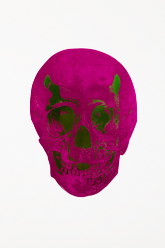 The Dead (Fuschia Pink Lime Green Skull) by Damien Hirst