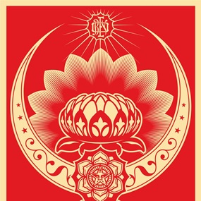 Lotus Ornament (Red) by Shepard Fairey