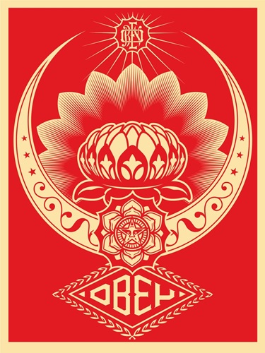 Lotus Ornament (Red) by Shepard Fairey