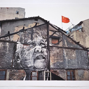 The Wrinkles of the City, Action in Shanghai, Jiang Qizeng - Red Flag, China, 2010 by JR