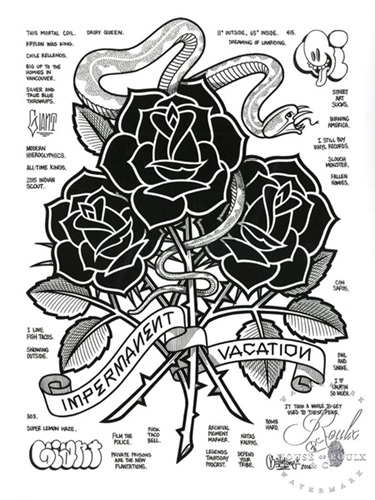 Black Roses (Impermanent Vacation) (Hand-Embellished) by Mike Giant