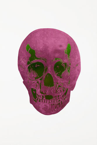The Dead (Loganberry Pink Lime Green Skull) by Damien Hirst