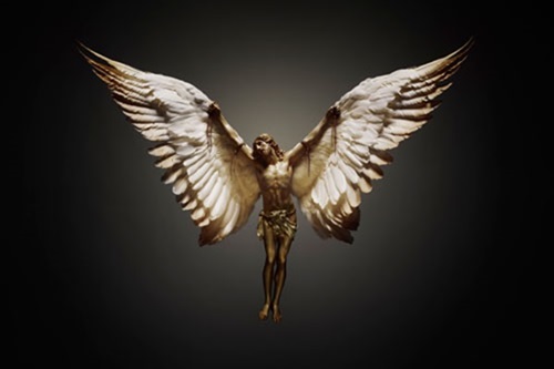 Jesus With Wings (Black) by Nancy Fouts