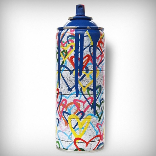 Hearts Spray (Blue) by Mr Brainwash