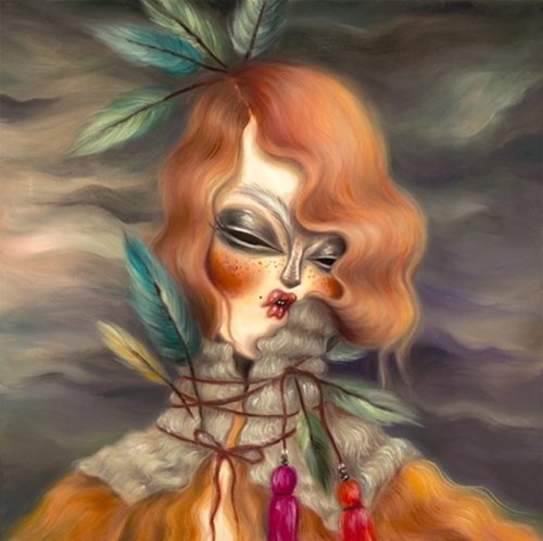 Flaming Hair Portrait (50 x 50 cm) by Miss Van
