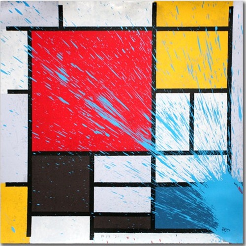 Mondriart (Blue) by Mr Brainwash