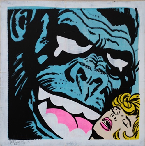 Kong (Blue Collage On Wood) by Mysterious Al