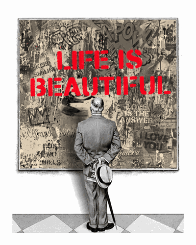 Street Connoisseur - Life Is Beautful (Red) by Mr Brainwash