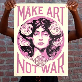 Make Art Not War (Painting) (Cream) by Shepard Fairey