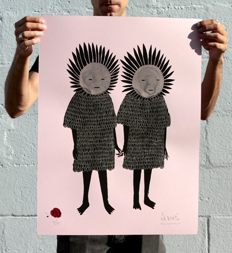 Twins (Hand-Embellished Pink) by Kid Acne