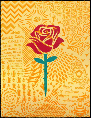 Dignity Rose Collage (Hand Painted Multiple) by Ernesto Yerena