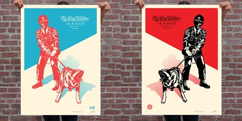 Sadistic Dog Walker (Diptych)  by Shepard Fairey