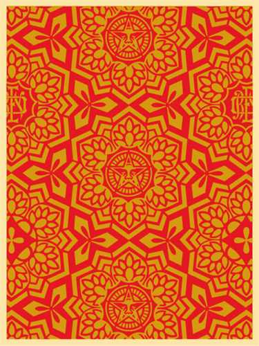 Yen Pattern (Red / Gold) by Shepard Fairey