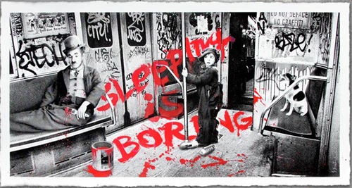 Sleeping Is Boring (Red) by Mr Brainwash