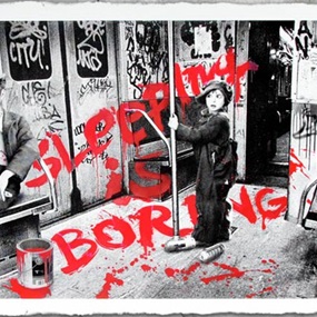 Sleeping Is Boring (Red) by Mr Brainwash