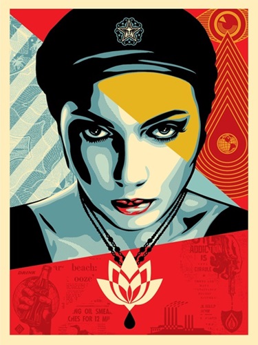 Oil Lotus Woman  by Shepard Fairey