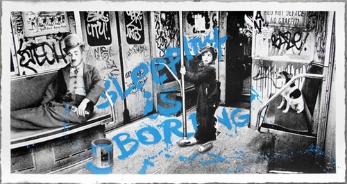 Sleeping Is Boring (Blue) by Mr Brainwash