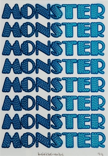 Monster (Neon Blue) by Ben Eine