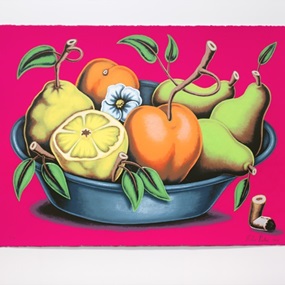 Bowl Of Fruit With Flower And Cigarette Butt by Pedro Pedro