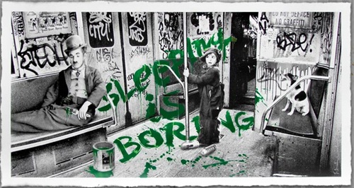 Sleeping Is Boring (Green) by Mr Brainwash