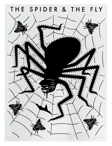 The Spider & The Fly (White) by Cleon Peterson
