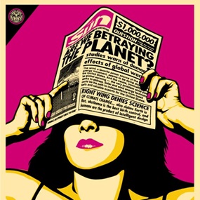 Global Warning (Pink) by Shepard Fairey