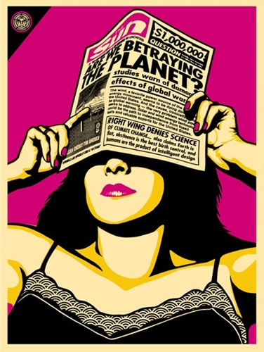 Global Warning (Pink) by Shepard Fairey