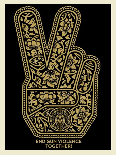 Peace Fingers (End Gun Violence Together) by Shepard Fairey
