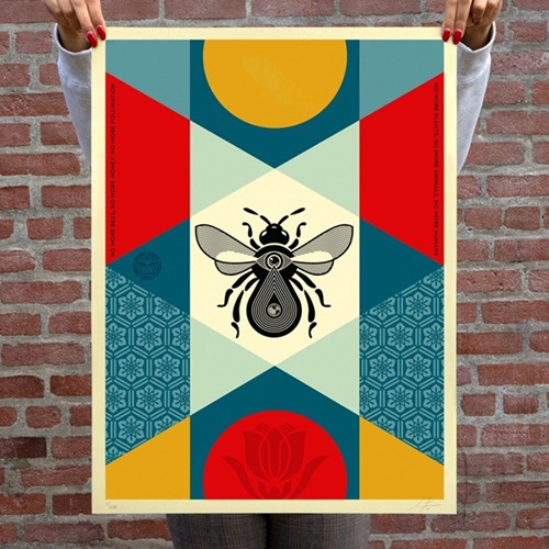 Bee Geometric (Blue) by Shepard Fairey
