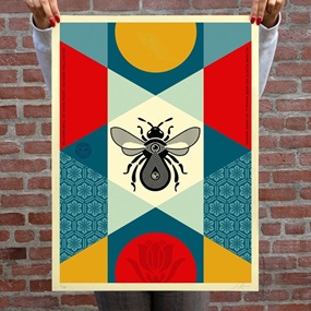 Bee Geometric (Blue) by Shepard Fairey