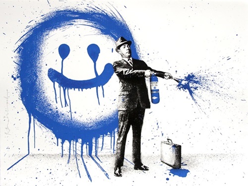 Spray Happiness (Blue) by Mr Brainwash