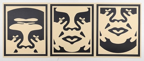 3 Face Poster Set (Cream) by Shepard Fairey