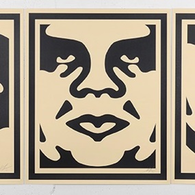 3 Face Poster Set (Cream) by Shepard Fairey