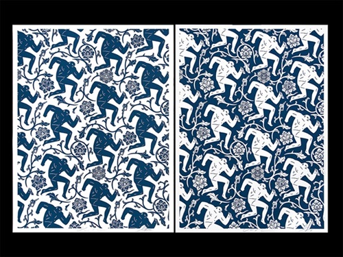 Pattern Of Corruption (Blue / White Set) by Shepard Fairey | Cleon Peterson