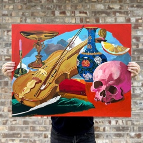 Red Composition With Violin by Andy Dixon