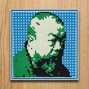 Self-Portrait Embroidery (Green & Blue) by Ai Weiwei