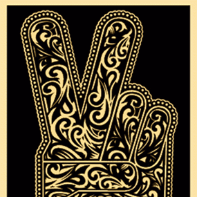 Peace Fingers (Black) by Shepard Fairey