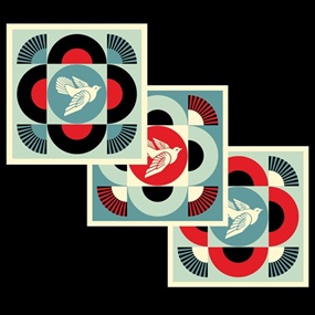 Geometric Dove (2021 Set (Black, Blue & Red)) by Shepard Fairey