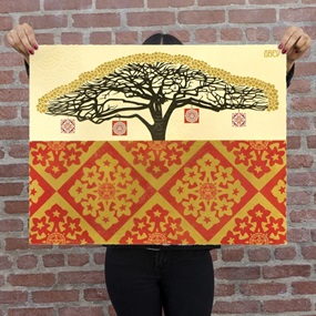 Monkey Pod (Red & Gold VSE (Variable Stencil Edition)) by Shepard Fairey