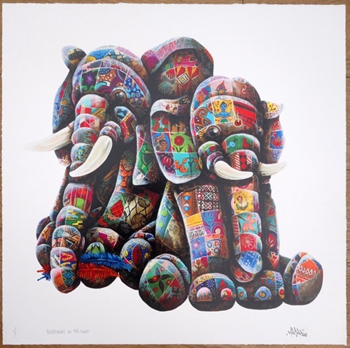Elephunkt In The Wild (Hand-Painted Bindi & Feathers) by Louis Masai